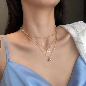 Pearl Pendant Necklace, Pearl Butterfly Necklace